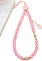 BoudlesCham Phone Charm Cute Pink Pearl Beaded Phone Wrist Strap for Women, Phone
