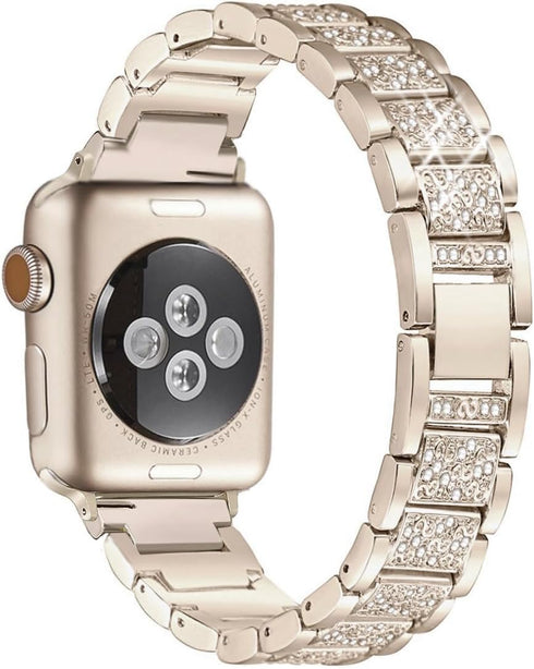 Bling Bands Compatible with Apple Watch Band 42mm/41mm/40mm/38mm, Women Metal Rhinestone Replacement Wristband