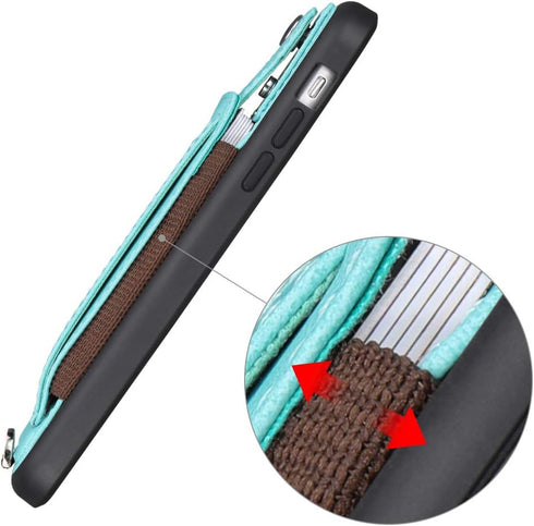 TOOVREN Phone Cover for iPhone 11 Pro Max - Wallet Case with Card Holder, PU Leather Kickstand, Adjustable Lanyard