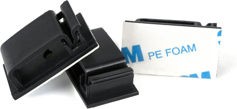 Cable Clips Black with 3M Adhesive, 50 Pack Small Wire Clamps for Cable Management, Includes 10 Reusable Cable Ties