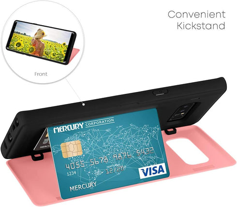 GOOSPERY Wallet Case for Galaxy Note 8 with Card Holder, Protective Dual Layer Bumper Phone Case (Pink)