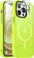 Vooii iPhone 12 Pro Max Case - Slim Translucent Matte, Fluorescent Green, Magsafe Compatible, with Screen & Camera