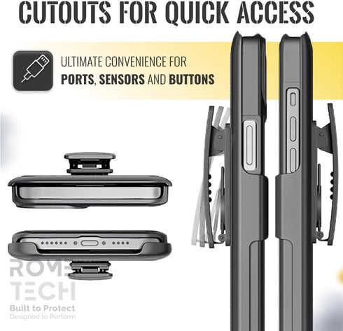 Shop Apple iPhone 15 Case - Black Slim Cover with Kickstand & Belt Clip Holster for iPhone 15.