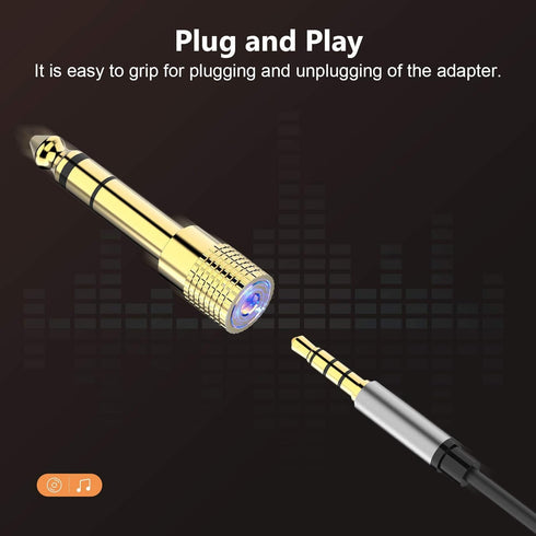 6.35mm (1/4 inch) Male to 3.5mm (1/8 inch) Female Stereo Audio Adapter Converter for Guitar Headphones, Gold Plated 4