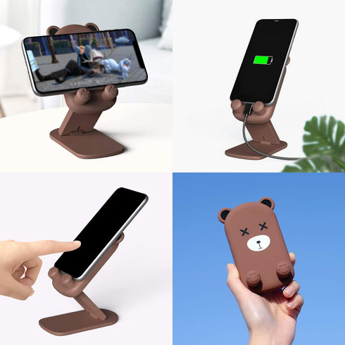 Cute Cell Phone Stand, Foldable Adjustable Animal Phone Holder for Desk, Compatible with iPhone and iPad