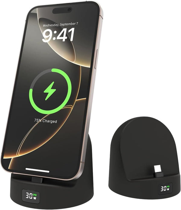 Manopola Phone Charging Stand for Samsung/iPhone15/16/17,Charger Stand with USB-C,Charging Station with LED Power