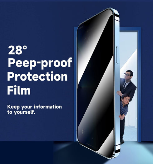 iPhone 14 Pro Max 6.7" Privacy Tempered Glass Screen Protector - MAGIC JOHN 2 Pack, Easy Bubble-Free Installation, Auto