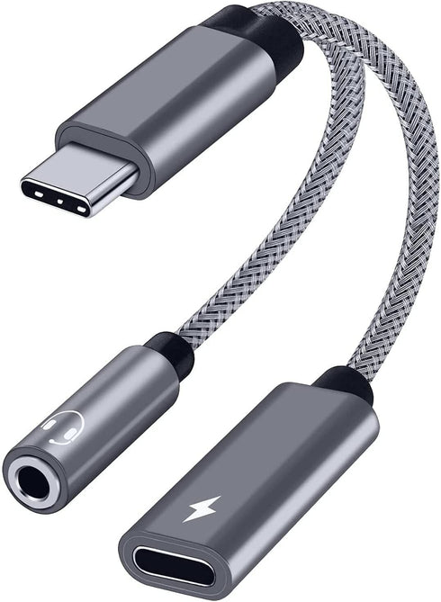 Samsung Galaxy S24 Headphone Adapter, USB C to AUX Mic Jack with PD 60W Fast Charging for Stereo Earphones