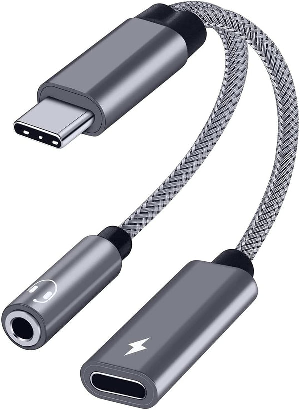 Samsung Galaxy S24 Headphone Adapter, USB C to AUX Mic Jack with PD 60W Fast Charging for Stereo Earphones
