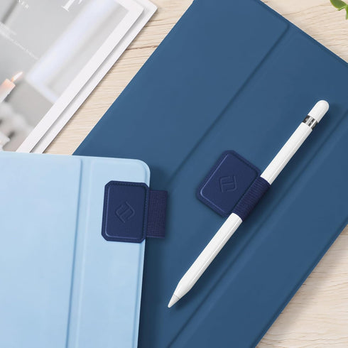 Fintie 4 Pack Pen Loop Holder for Apple Pencil Pro, Elastic Adhesive Leather Sleeve for Stylus Pens, Navy