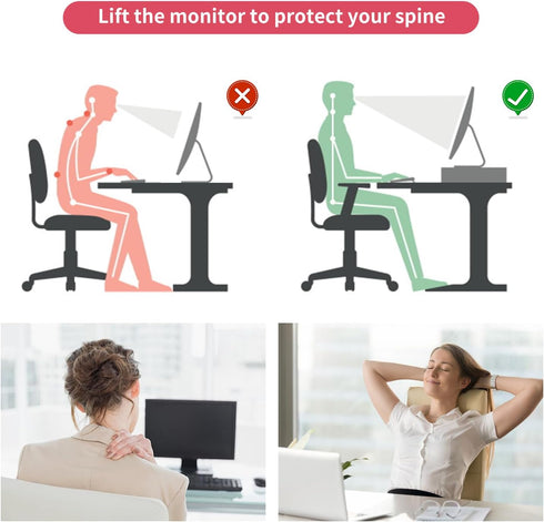 gianotter Monitor Stand with Drawer and Pen Holder, 2-Tier Desk Organizers and Accessories, Ideal for Office Supplies