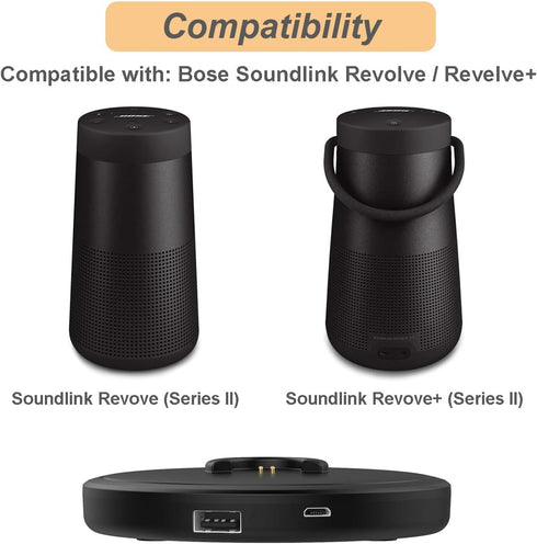 Charging Cradle for Bose Soundlink Revolve (Series II), Charger Dock Station, USB Port, 3.3ft Charging Cable Cord for Soundlink Revolve/Revolve+