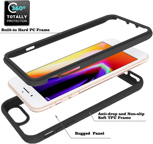 Compatible iPhone SE Case, iPhone 7 Case, iPhone 8 Case, Street Fashion Luxury Black Gray Shark Design Shockproof Cover