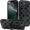 LEOMAKRON for iPhone 16 Pro Case with Finger Strap Kickstand, Cute Checkered Checkerboard