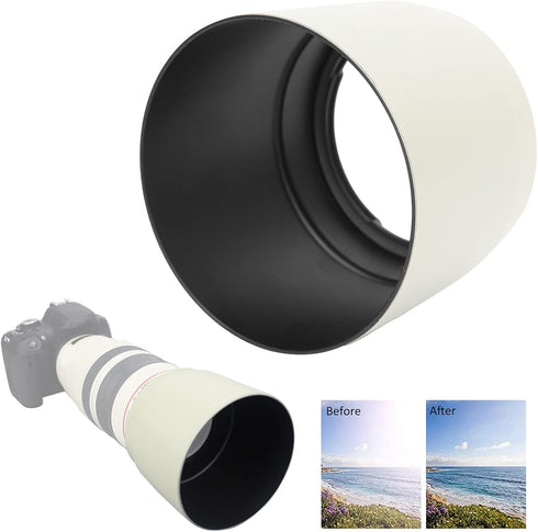 Zyyini ET-83C Lens Hood, ABS White Reversible Camera Lens Shade for EF 100-400mm f/4.5-5.6L is USM Lens