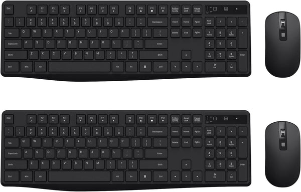 Wireless Keyboard and Mouse Combo, Lovaky 2.4G Full-Sized Ergonomic Keyboard Mouse, Quiet Click for Computer