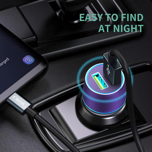 Rapid USB C Car Charger - Compatible for Samsung Galaxy S23/S22/S21/Note 20/Ultra/10/Plus, Quick Charge 3.0