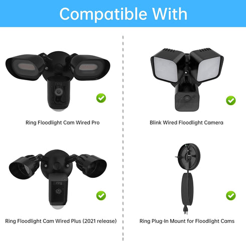 Wall Mount for Ring Floodlight Camera, Adjustable Angle Eave Mount for Indoor/Outdoor Use
