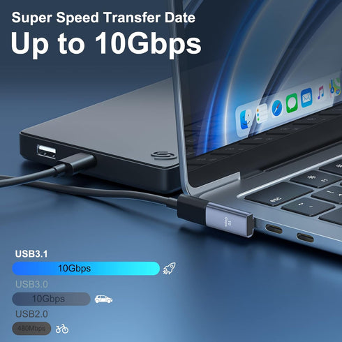 4 Pack USB 3.1 90 Degree Adapter, 2 Left Angle & 2 Right Angle USB A Male to Female Adapter for PC, Laptop, USB Devices