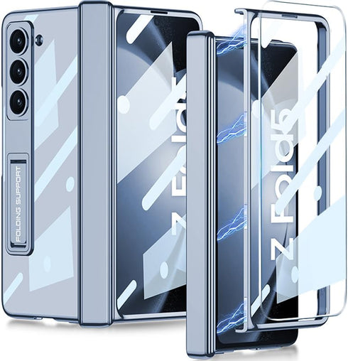 Shop Samsung Galaxy Z Fold 5 5G Clear Case with Magnetic Hinge, Adjustable Kickstand & Screen Protector - Blue.