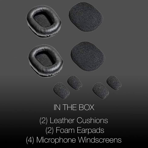 Global Teck Ear Pad Cushion Kit for Blue Parrott B350-XT Bluetooth Headset, 2 Leather Cushions, 2 Foam Earpads, 4