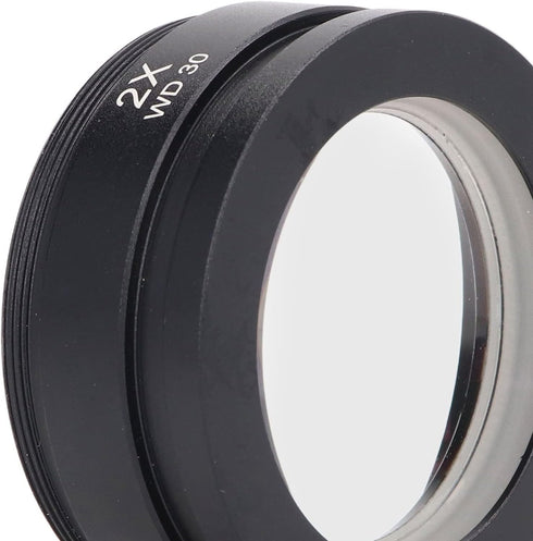2X Auxiliary Objective Lens, Aluminium Alloy WD30 2X Barlow Lens for Stereo Microscope
