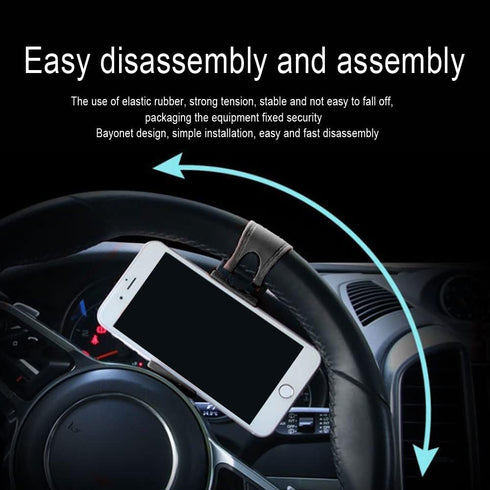 Car Steering Wheel Phone Mount, Portable Clip Holder for Universal Smartphone Use (Black)