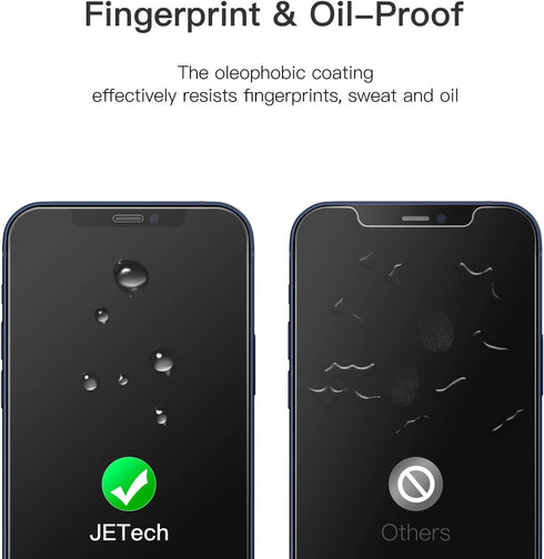 12/12 6.1-Inch, 9H 3-Pack JETech Full Coverage Screen Protector for iPhone Pro Tempered Glass Film Case-Friendly, HD