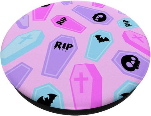 Halloween Coffin Pattern Pastel Goth Horror Gothic Pink Aqua PopSockets PopGrip: Swappable Grip for Phones & Tablets