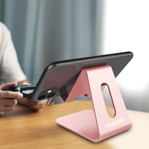 CreaDream Cell Phone Stand, Aluminum Desktop Holder Compatible with iPhone 15 14 13 12 Pro Max Plus Mini