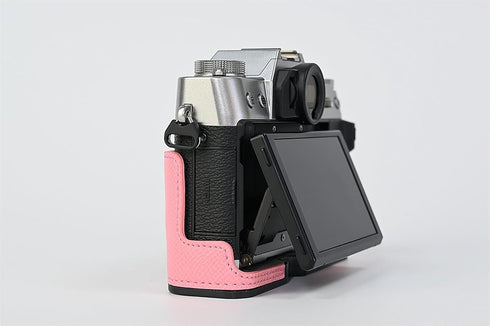 X-T30 Case, BMAOLLONGB Handmade PU Carbon Fibre Leather Half Camera Case for Fujifilm X-T30 with Hand Strap