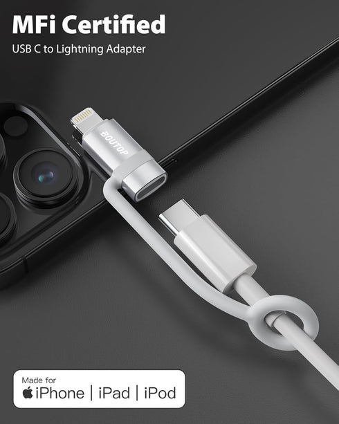 MFi Certified USB C to Lightning Adapter, Type C to Lightning Adapter for 36W PD Fast Charging Compatible with iPhone