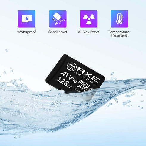AXE MEMORY 128GB Micro SD Card, 4K Ultra Full HD Video, High Speed MicroSDXC with SD Adapter