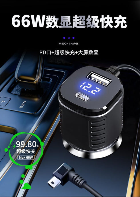 HKXLT 20W QC3.0 11.5ft 66W 3-Port 12V 24V (J98) Dash Cam Charger Cable PD & Built-in Super Fast Car Charg Mini USB