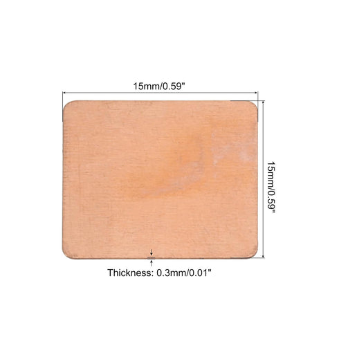 MECCANIXITY Heatsink Copper Sheet Shim, 0.3mm Thickness 15 x 15mm Pad with Thermal Conductive Adhesive Tape for Desktop Computer CPU Cooling Patch 5 Set