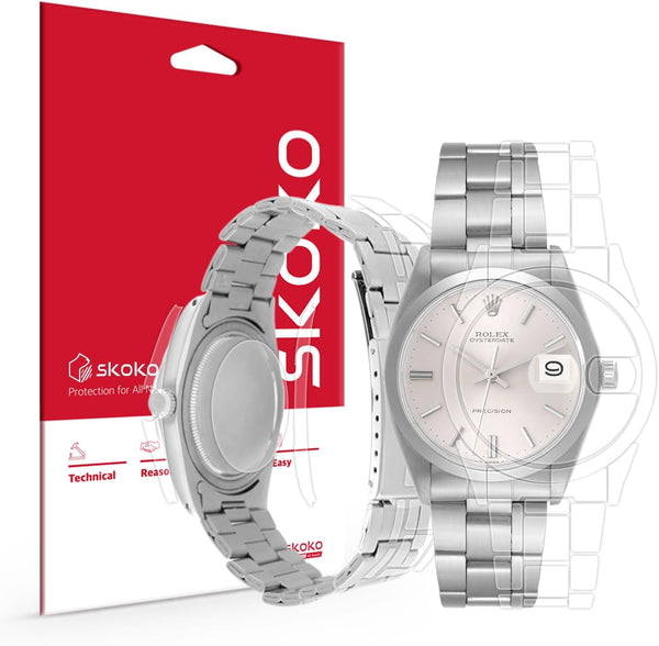 skoko Full Package TPU Skin Body Protective Film for Rolex Oyster Date Ref. 6694, Vintage Wristwatch, Transparent