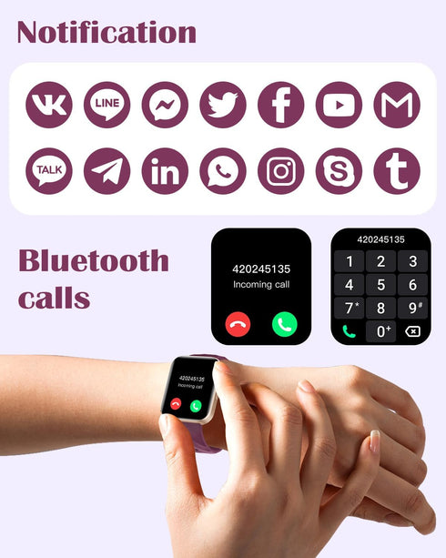RUIMEN Smart Watches for Women Men - 1.85" HD Screen, Answer/Make Calls, Fitness Tracker, Heart Rate Monitor,