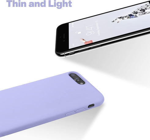 OTOFLY Premium Soft Silicone Rubber Full-Body Protective Bumper Case for iPhone 7/8 Plus (Light Purple)