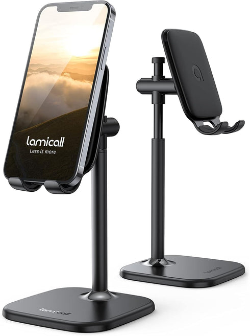 Lamicall Adjustable Cell Phone Stand, Height Angle Mobile Holder for Desk, Compatible with iPhone 14 Plus, 13, Pro, Pro