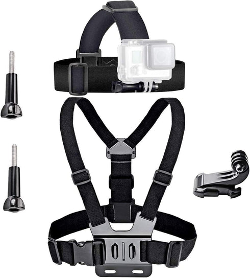 VVHOOY Action Camera Accessories - Head Strap Mount Chest Harness Compatible with AKASO, GoPro HERO, and More