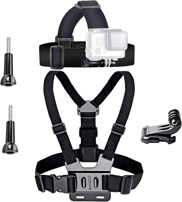 VVHOOY Action Camera Accessories - Head Strap Mount Chest Harness Compatible with AKASO, GoPro HERO, and More
