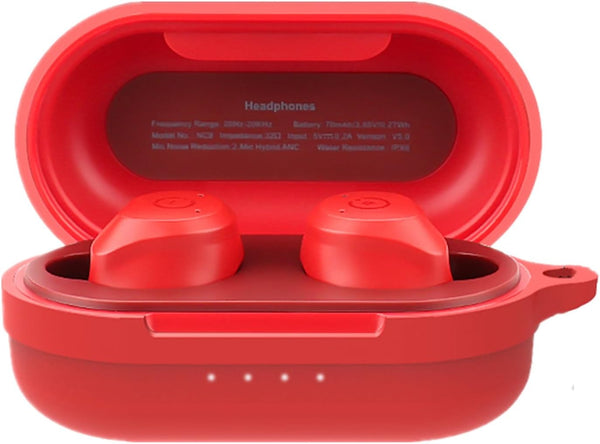 TOZO NC9 Compatible Case, Anti-Lost Shockproof Portable Silicone Protective Cover (Red)