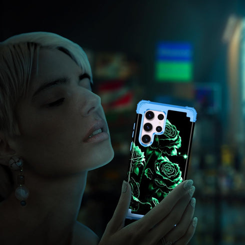 Miqala for Galaxy S22 Ultra 5G Case, Glow in The Dark Three Layer Heavy Duty Shockproof Full Body Protection Hard