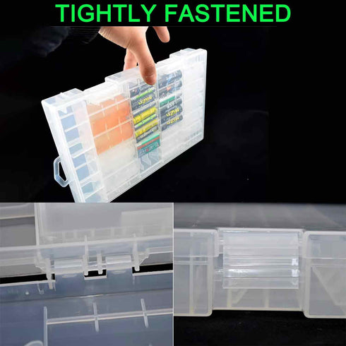 Fielect 100 x AA Battery Storage Case Holder, Transparent Organizer Box