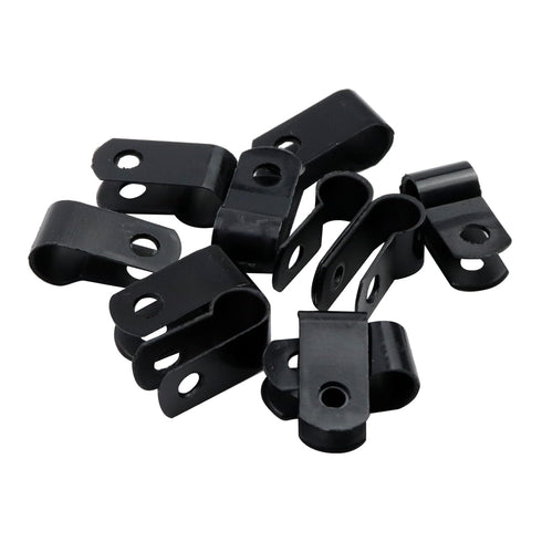 Antrader Nylon Plastic R-Type Black Cable Clamps, 200Pcs Nylon Screw Mounting Fastener Clips with 200pcs Screws for 1/4
