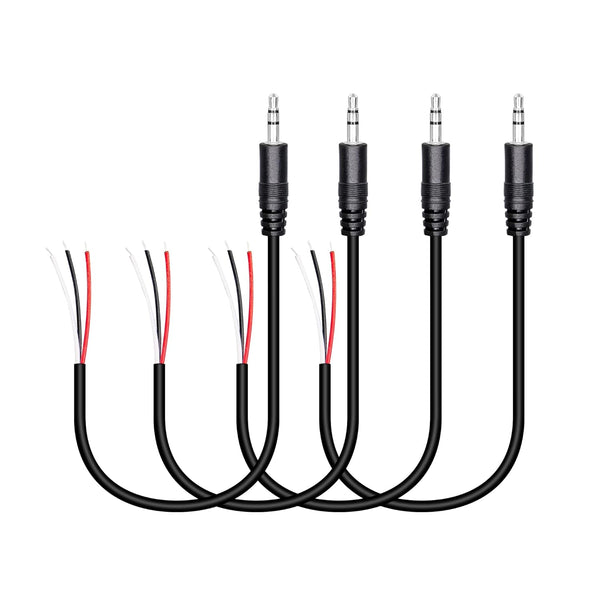 RIIEYOCA 4 Pack 3.5mm Male Plug to Bare Wire Stereo Audio Cable, 1/8" TRS 3 Pole Mono Male Plug to Open End Audio Cable