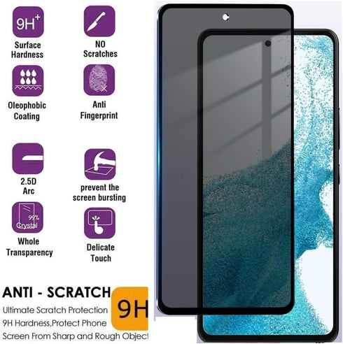 2+2 Pack Privacy Screen Protector for Samsung Galaxy A15 5G 6.5 inch, Tempered Glass Saver with Camera Lens Protector,