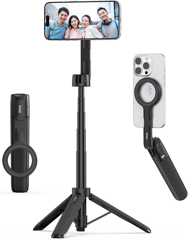 VRIG TP-27 Magnetic Pocket Selfie Stick Tripod for iPhone, 21" Extendable Phone Tripod