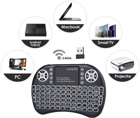Backlit Mini Keyboard with Touchpad Mouse, Portable 2.4GHz Wireless for iPad, PC, Android TV Box