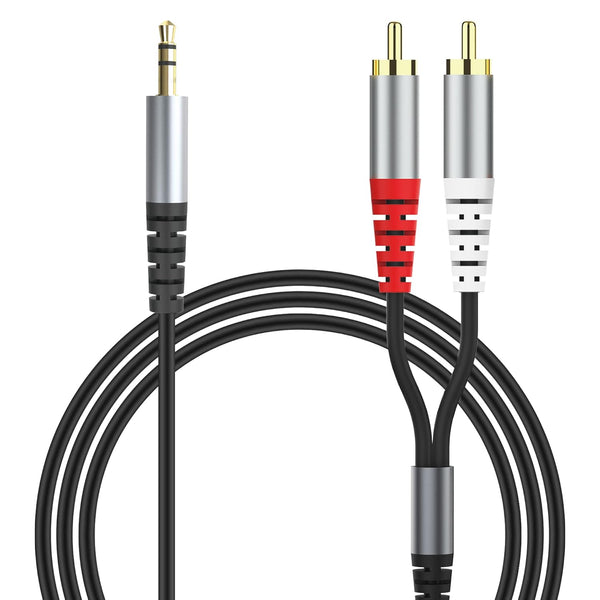 RCA to 3.5mm AUX Cable (1M/3.3Feet) - 3.5mm 1/8 to RCA 2-Male Headphone Jack Adapter for Speakers